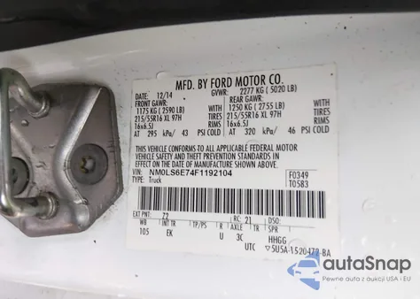 2015 Ford Transit Connect Xl из США, поврежденный, VIN NM0LS6E74F1192104